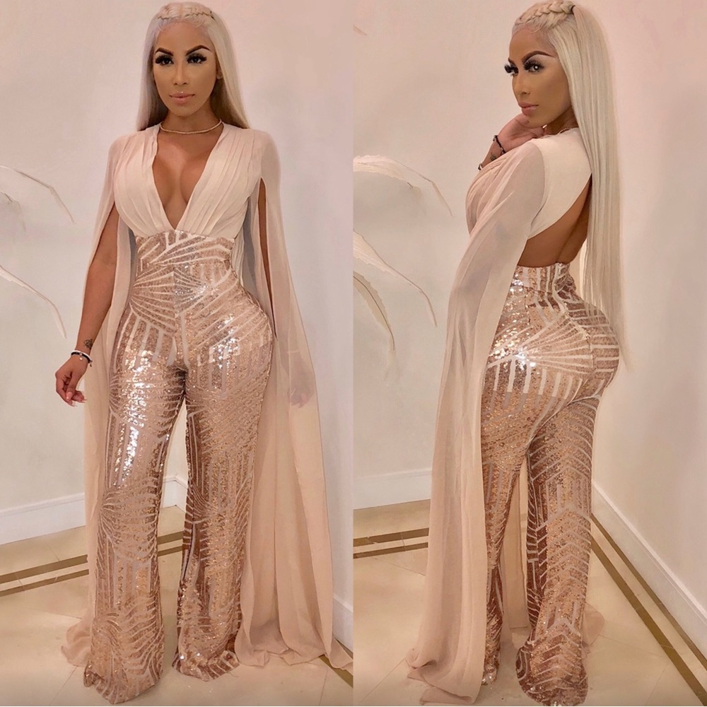 Plus Size Sequin Jumpsuit - image 1